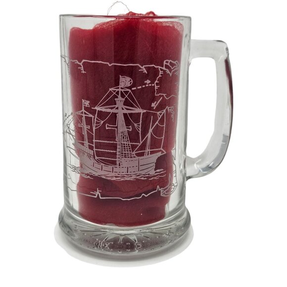 VTG Long John Silvers Columbus Voyage Nautical Sailing Ships Glass Mug Set of 3 - Picture 12 of 16